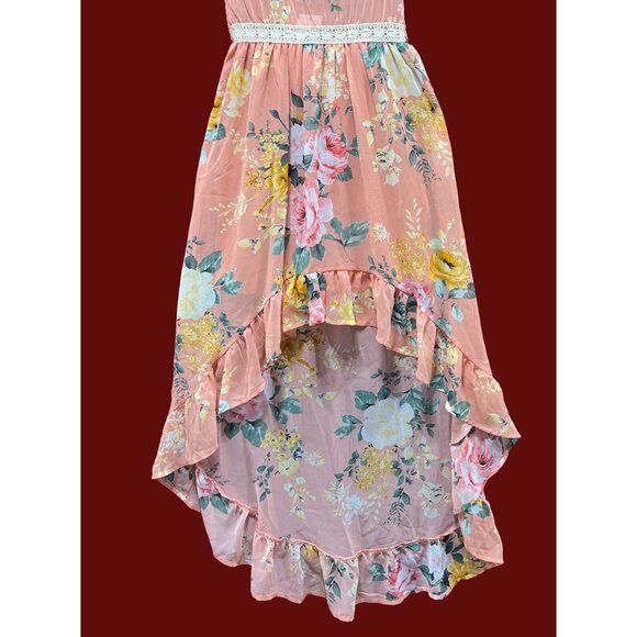 Rue 21 - Women's Summer Sleeveless High Low Hem Ruffle Floral Dress - Pink - XS - Picture 14 of 16